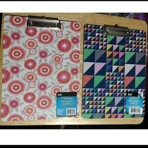 Colorful Patterned Clipboards Set Of 2 Geometric & Floral Design 9" X 12.5"
